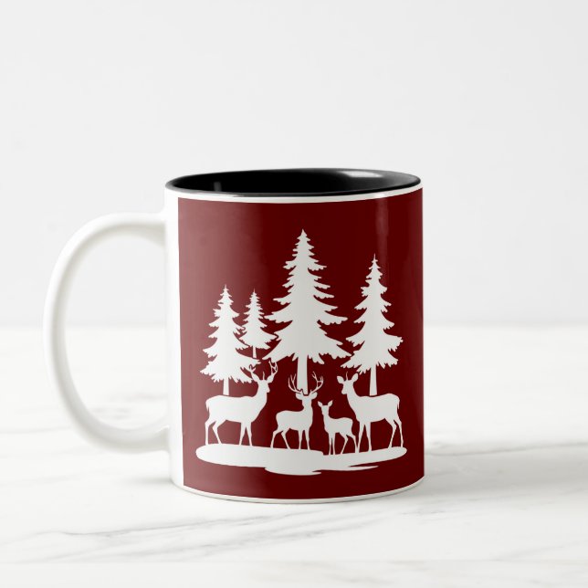 Funny Skinny Pine Sommer Wandern Camping Zweifarbige Tasse (Links)