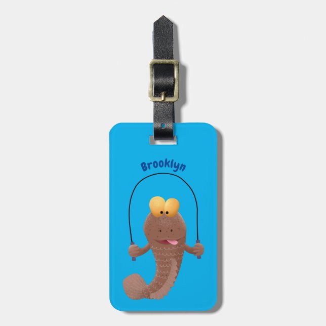 Funny skipper mudskipper fish Cartoon Gepäckanhänger (Vorderseite vertikal)
