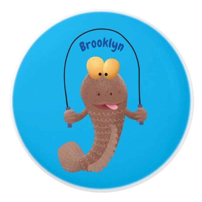 Funny skipper mudskipper fish Cartoon Keramikknauf (Vorderseite)