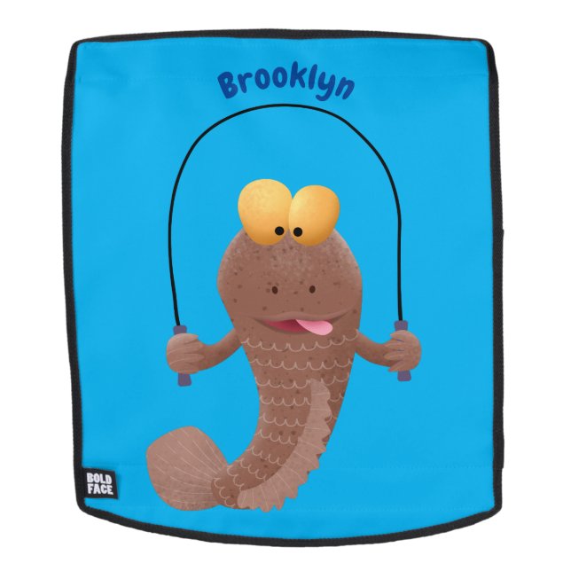 Funny skipper mudskipper fish Cartoon Rucksack (Abnehmbare Front)
