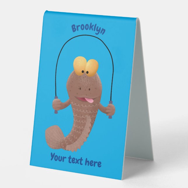Funny skipper mudskipper fish Cartoon Tischaufsteller (Vorderseite)