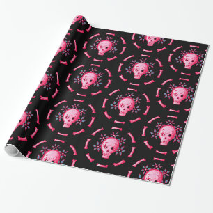 Funny Skull Design - Pink Skull mit Happy Worm Geschenkpapier