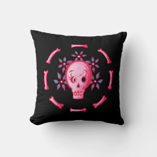 Funny Skull Design - Pink Skull mit Happy Worm Kissen