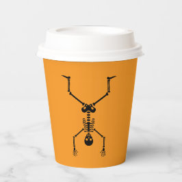 Funny skull doing handstand pappbecher