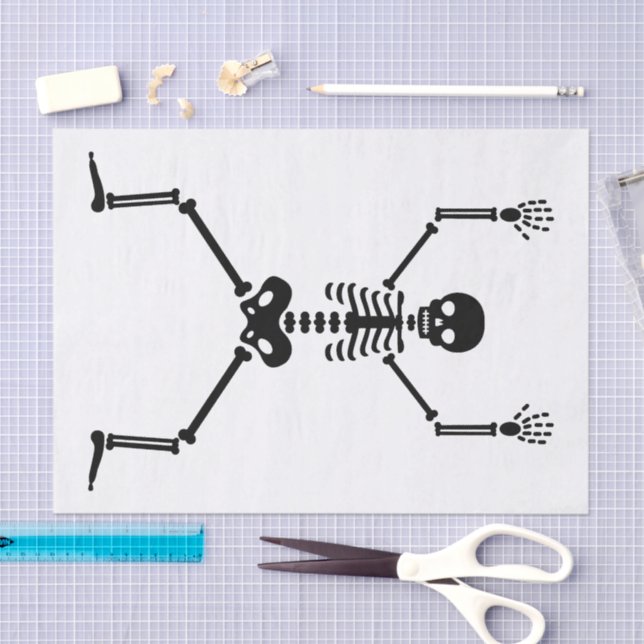 Funny skull doing handstand seidenpapier (Handwerk)