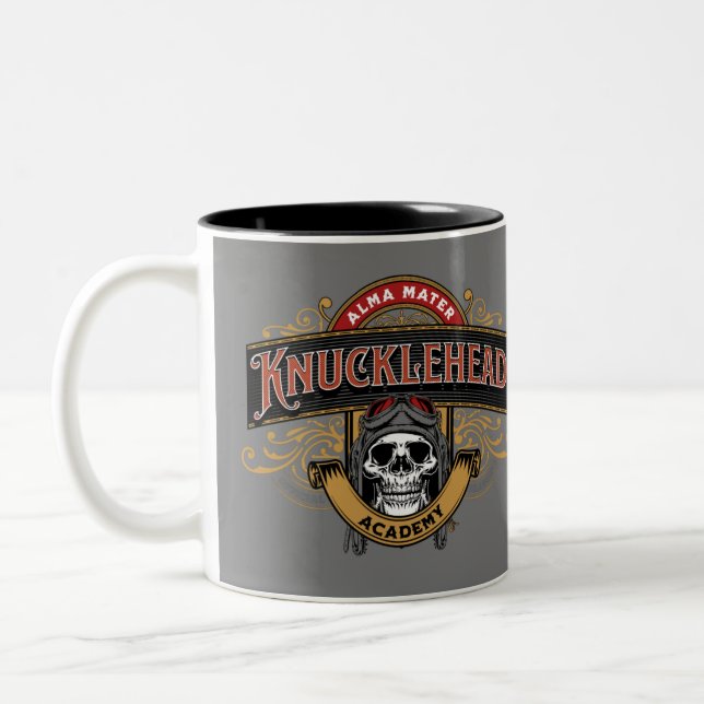 Funny Skull Knucklehead Academy Zweifarbige Tasse (Links)