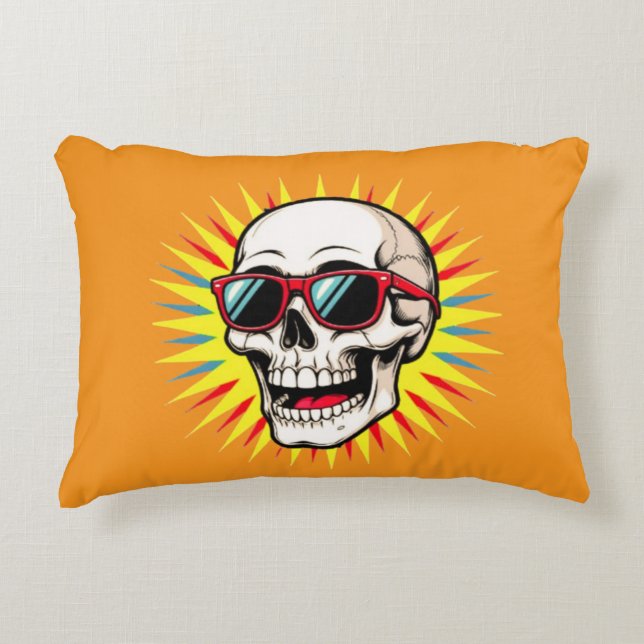 **Funny Skull With Sunglasses – Cartoon Laughing S Dekokissen (Vorderseite)