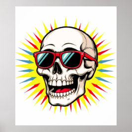 **Funny Skull With Sunglasses – Cartoon Laughing S Poster