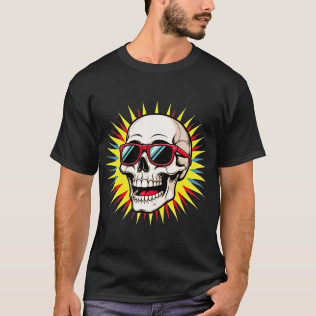**Funny Skull With Sunglasses – Cartoon Laughing S T-Shirt (Vorderseite)