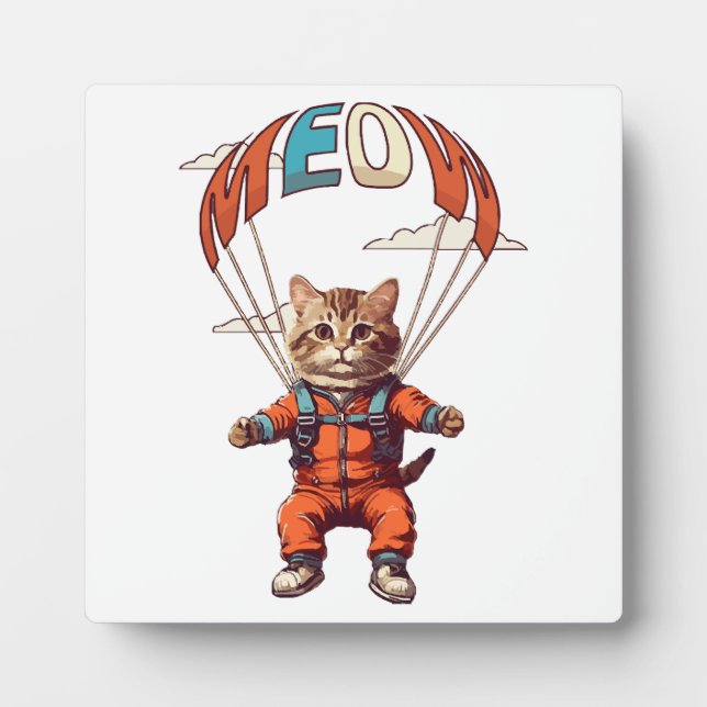 Funny Skydiving Cat Fotoplatte (Vorderseite)