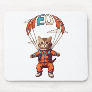 Funny Skydiving Cat Mousepad