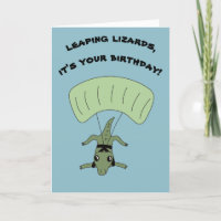 Funny Skydiving Lizard Custom Message Birthday