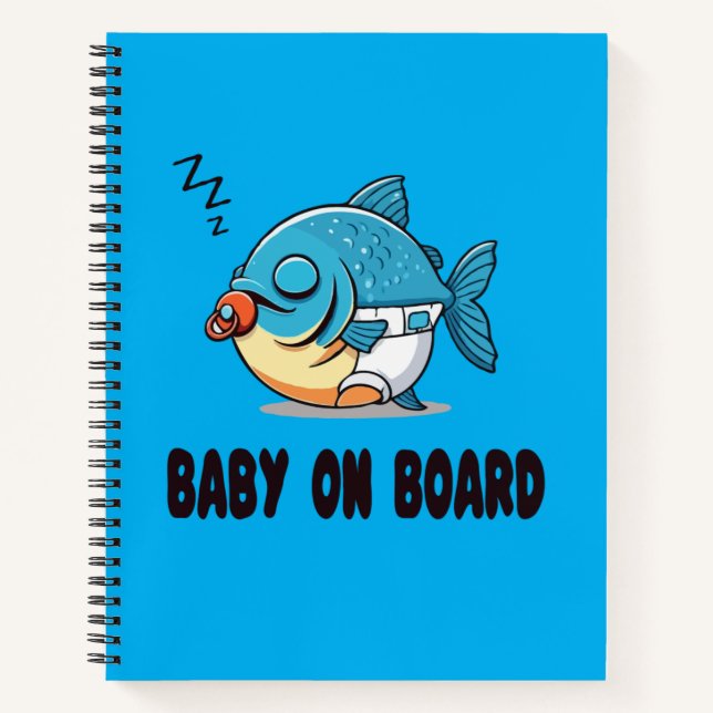 Funny Sleeping Baby Fish Cartoon - Niedliches Baby Notizbuch (Vorderseite)