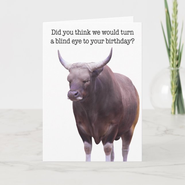 Funny Sleeping Bull Birthday Card Karte (Vorderseite)