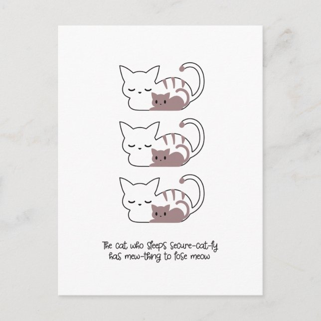 Funny Sleeping Cat Pub und Art II Postkarte (Vorderseite)