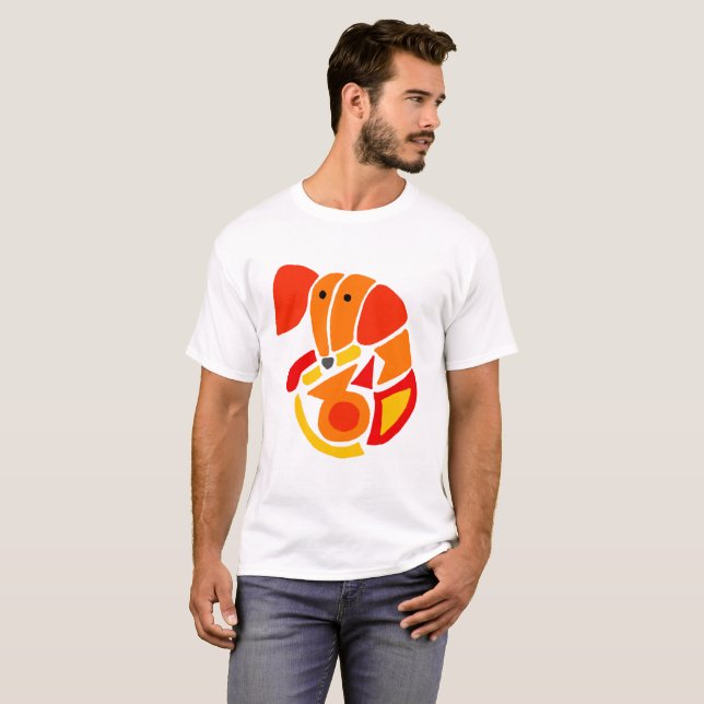 Funny Sleeping Rescue Dog Puppy Cartoon T-Shirt (Vorne ganz)