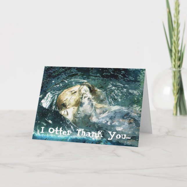 Funny Sleeping SEA OTTER Thank You Card Dankeskarte (Vorderseite)