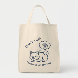 Funny Sleeping Shiba Inu Don't Rush Tote Bag