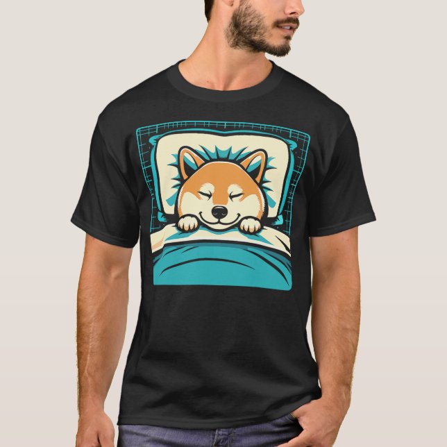 Funny Sleeping Shiba Inu Shirt Lazy Doge Napping D (Vorderseite)