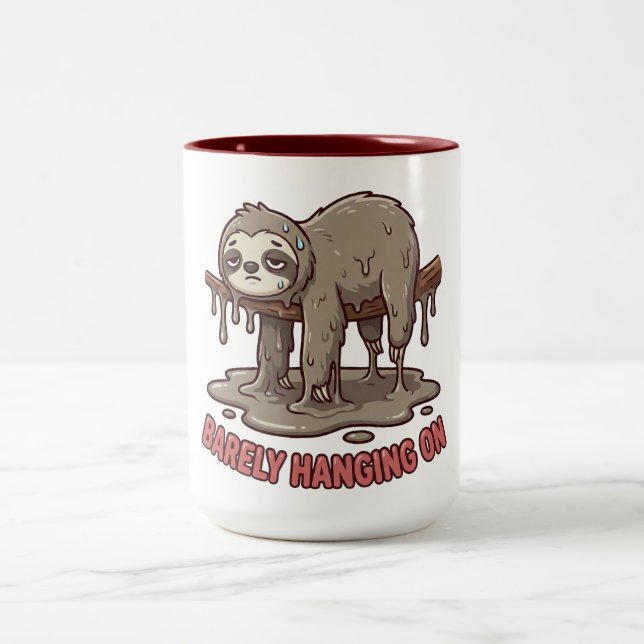 Funny Sleeping Sloth Melting Coffee Mug Zweifarbige Tasse (Mittel)