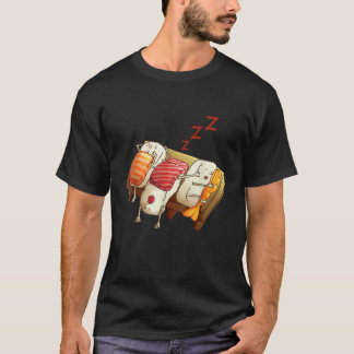 Funny Sleeping Sushi Roll Lover Pajama Party Cool T-Shirt