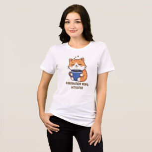 Funny Sleepy Cat Coffee Hibernation Mode Tri-Blend Shirt