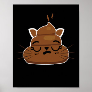 Funny Sleepy Cat Emoji Pajama Poo Emoticon Spaß Poster