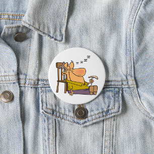 Funny Sleepy Man Napping mit Sandwich Button