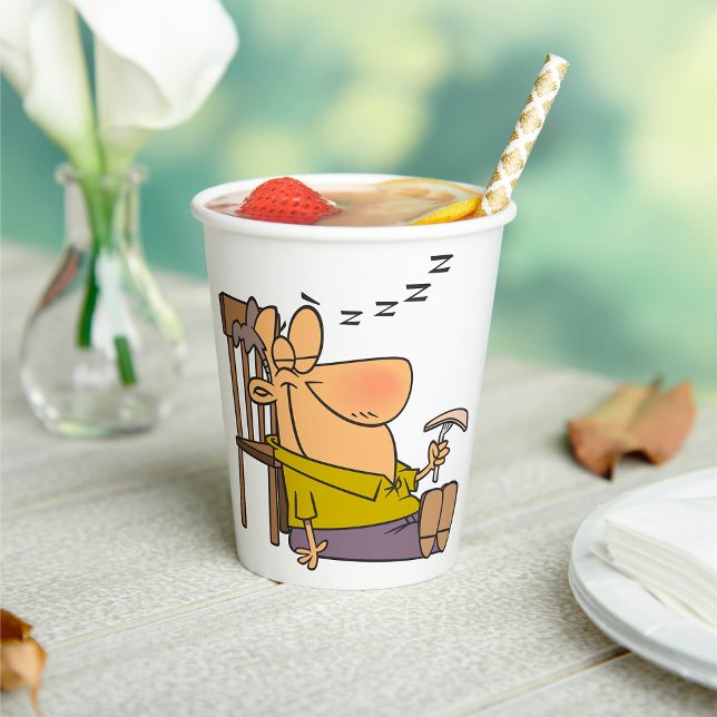 Funny Sleepy Man Napping mit Sandwich Pappbecher (Von Creator hochgeladen)