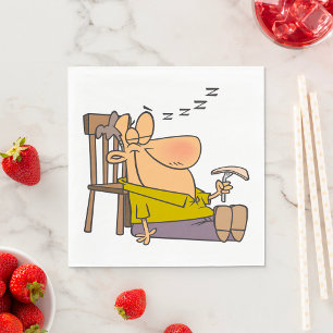 Funny Sleepy Man Napping mit Sandwich Serviette
