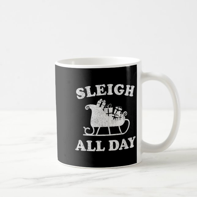 Funny Sleigh All Day Christmas In July Retro Vinta Kaffeetasse (Rechts)