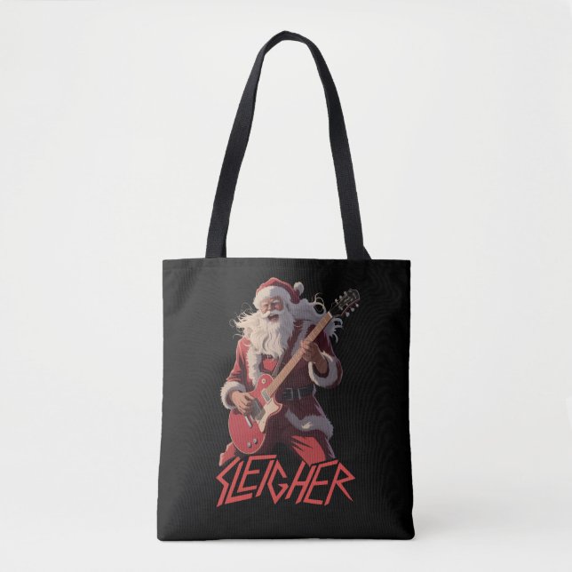 Funny Sleigher Metal Band Rock Santa Christmas Tasche (Vorderseite)