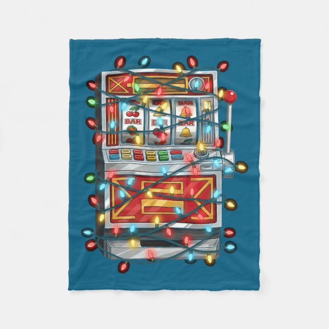 Funny Slot Machine Christmas Graphics Lights Lover Fleecedecke (Vorderseite)