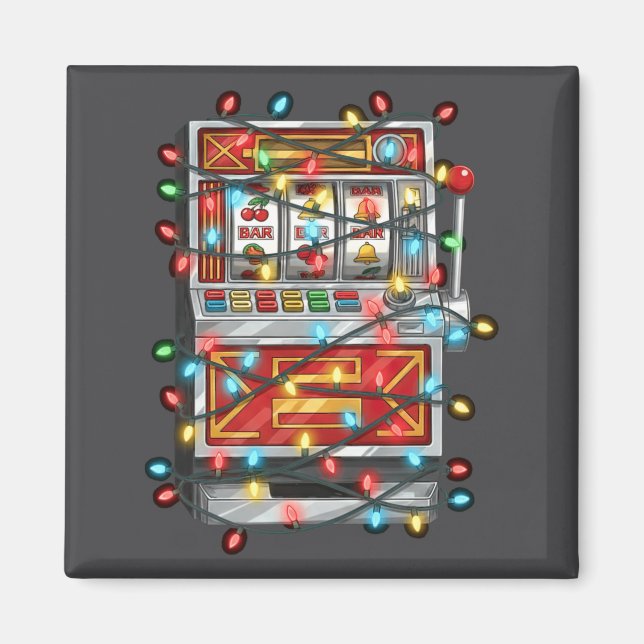 Funny Slot Machine Christmas Graphics Lights Lover Magnet (Vorne)