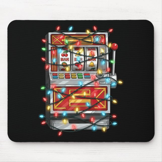 Funny Slot Machine Christmas Graphics Lights Lover Mousepad (Vorne)