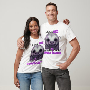 Funny Sloth Alzheimer's Awareness Lila Ribbon T-Shirt