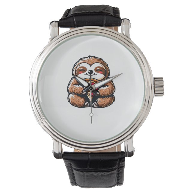 Funny Sloth aß Pizza, Kawaii Animal Lover Clas Armbanduhr (Vorderseite)