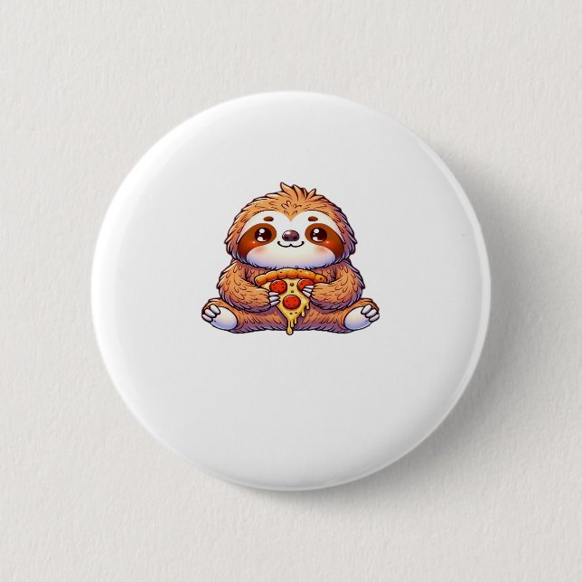 Funny Sloth aß Pizza, Kawaii Animal Lover Clas Button (Vorderseite)