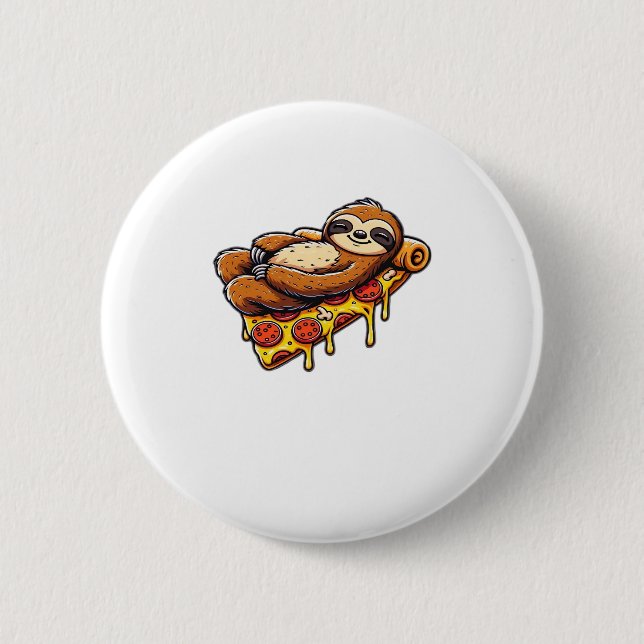 Funny Sloth aß Pizza, Kawaii Animal Lover Clas Button (Vorderseite)