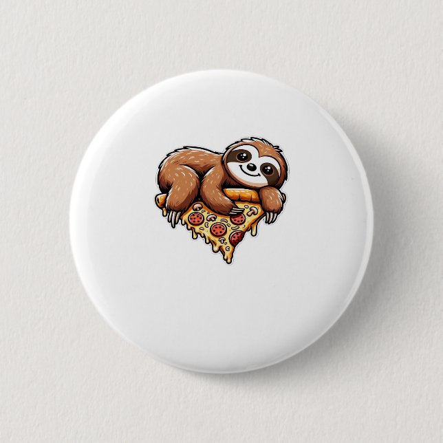 Funny Sloth aß Pizza, Kawaii Animal Lover Clas Button (Vorderseite)