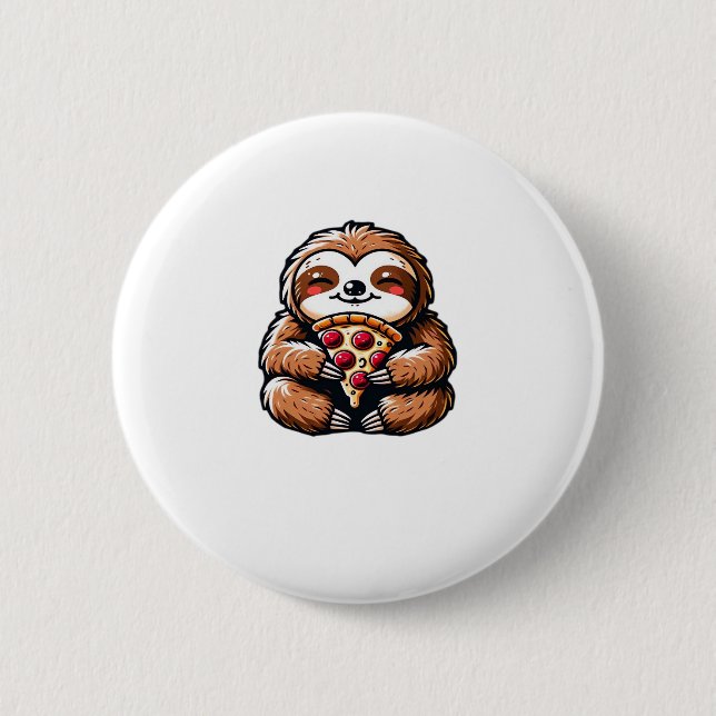 Funny Sloth aß Pizza, Kawaii Animal Lover Clas Button (Vorderseite)