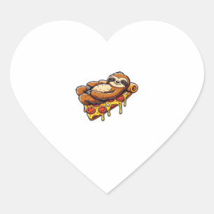 Funny Sloth aß Pizza, Kawaii Animal Lover Clas Herz-Aufkleber