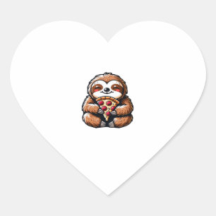 Funny Sloth aß Pizza, Kawaii Animal Lover Clas Herz-Aufkleber