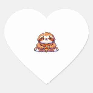 Funny Sloth aß Pizza, Kawaii Animal Lover Clas Herz-Aufkleber