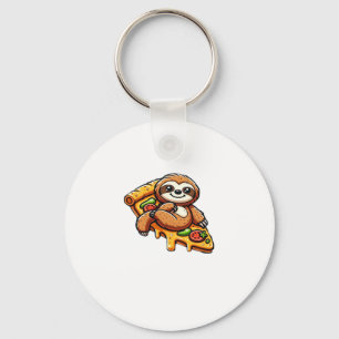 Funny Sloth aß Pizza, Kawaii Animal Lover Clas Schlüsselanhänger
