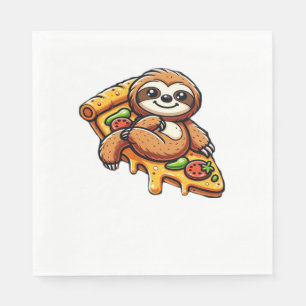 Funny Sloth aß Pizza, Kawaii Animal Lover Clas Serviette