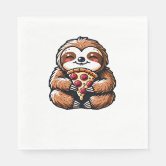 Funny Sloth aß Pizza, Kawaii Animal Lover Clas Serviette