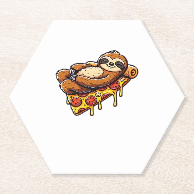 Funny Sloth aß Pizza, Kawaii Animal Lover Clas Untersetzer (Vorderseite)