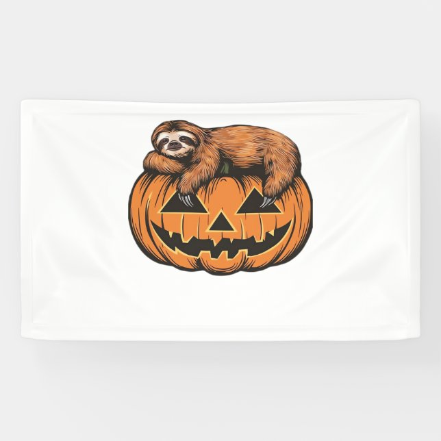 Funny Sloth auf Halloween Pumpkin Essential T - Sh Banner (Horizontal)