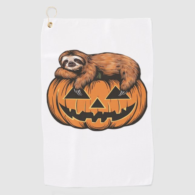 Funny Sloth auf Halloween Pumpkin Essential T - Sh Golfhandtuch (Vorderseite)